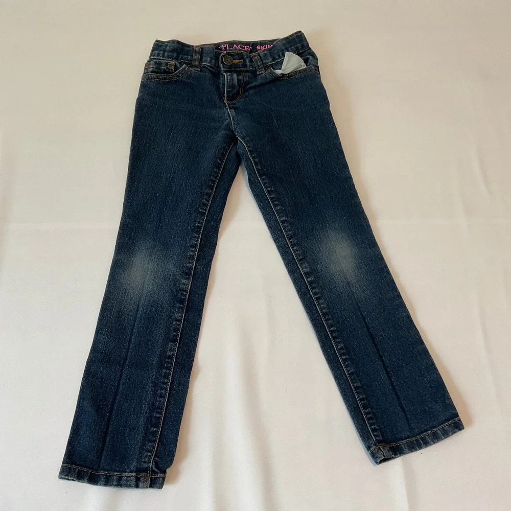 Children's Place Skinny Jeans Girls 6 Blue Excellent Denim Adjustable Waist